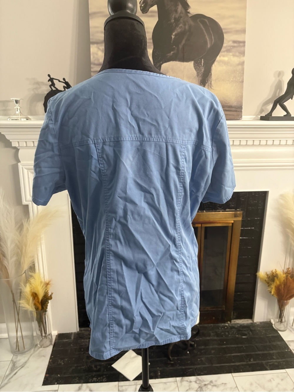 Cherokee Light Blue V-Neck Scrub Top - Picture 5 of 6